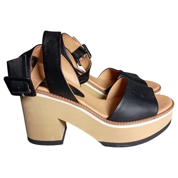 Paloma Barcelo Sandals Platform Heels Ultra High Ankle Strap Black Womens 41/ 11 - Picture 2 of 10